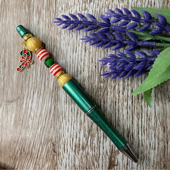 Handcrafted Santa Stitch Pens Beaded Unique Artisan Gifts Office Accessories - Picture 4 of 8